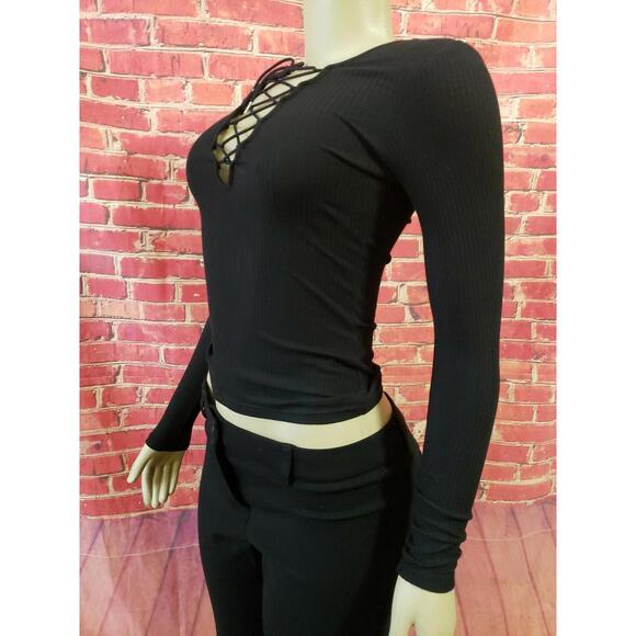 Kyna Collection Designed in Paris Black Ribbed Women's Top Sweater Sz Small #1 - Picture 6 of 9